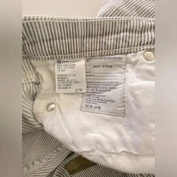 AG Adriano Goldschmied The Stilt Roll-Up Striped Cigarette Jeans Women’s 27R EUC - Picture 5 of 11